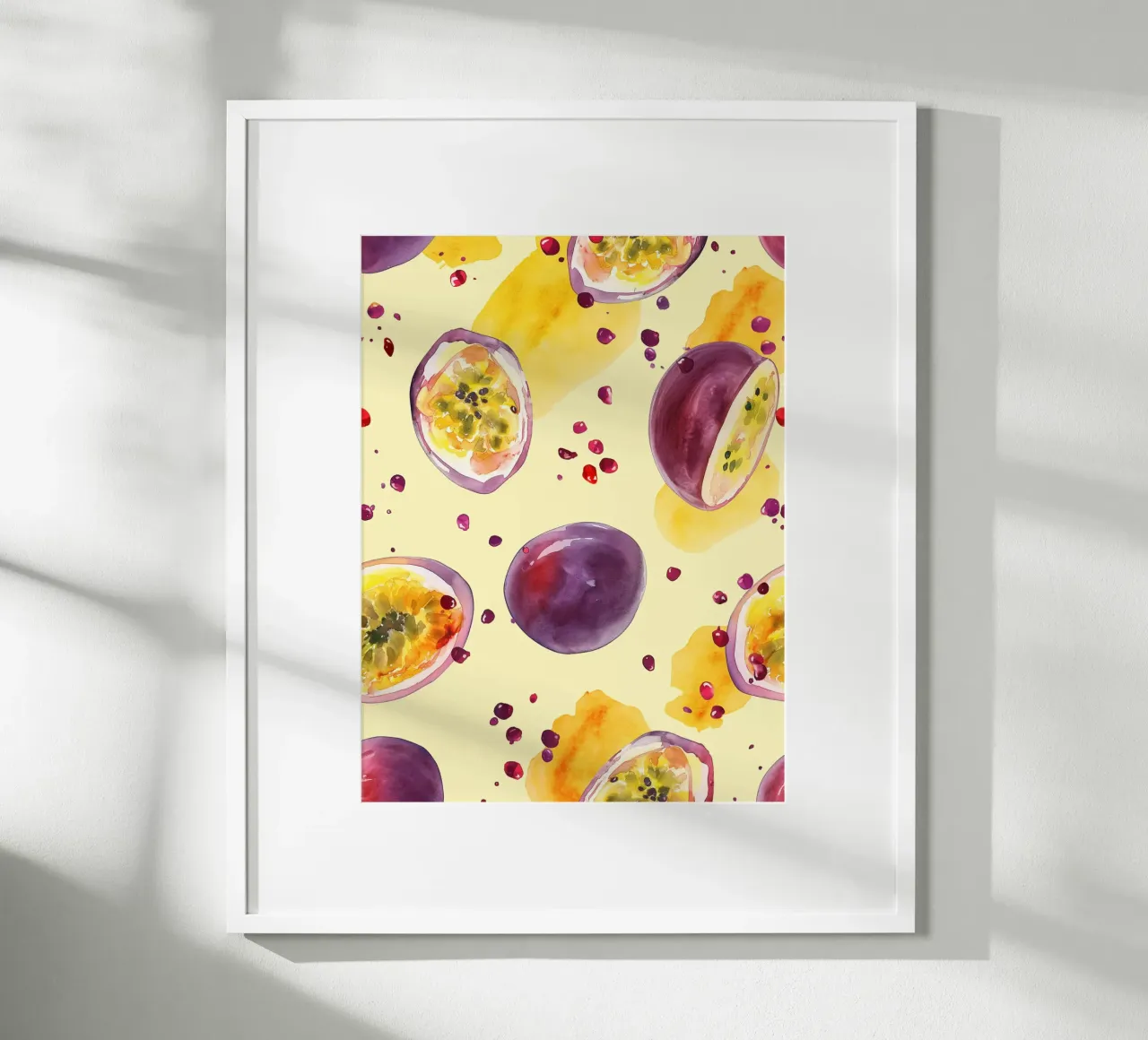 Frutto della passione in acquerello poster con telaio in legno da Spice & Style