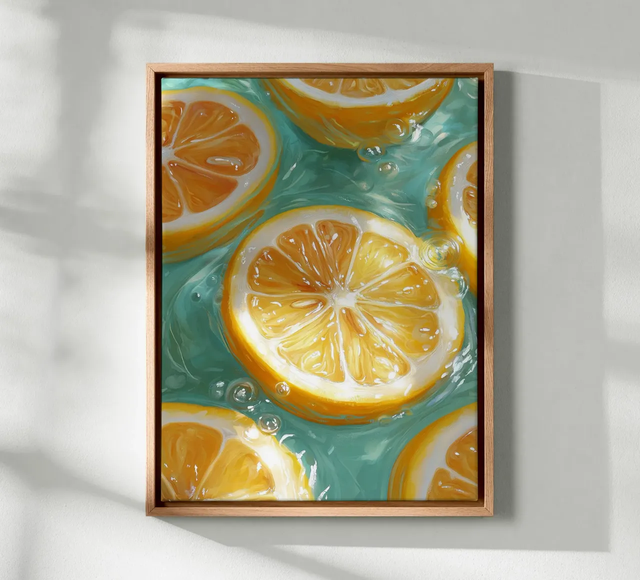 Lemons floating in water canvas by Spice & Style