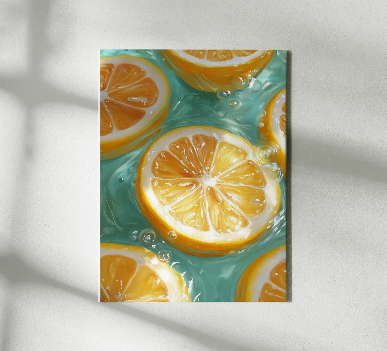 Lemons floating in water canvas by Spice & Style
