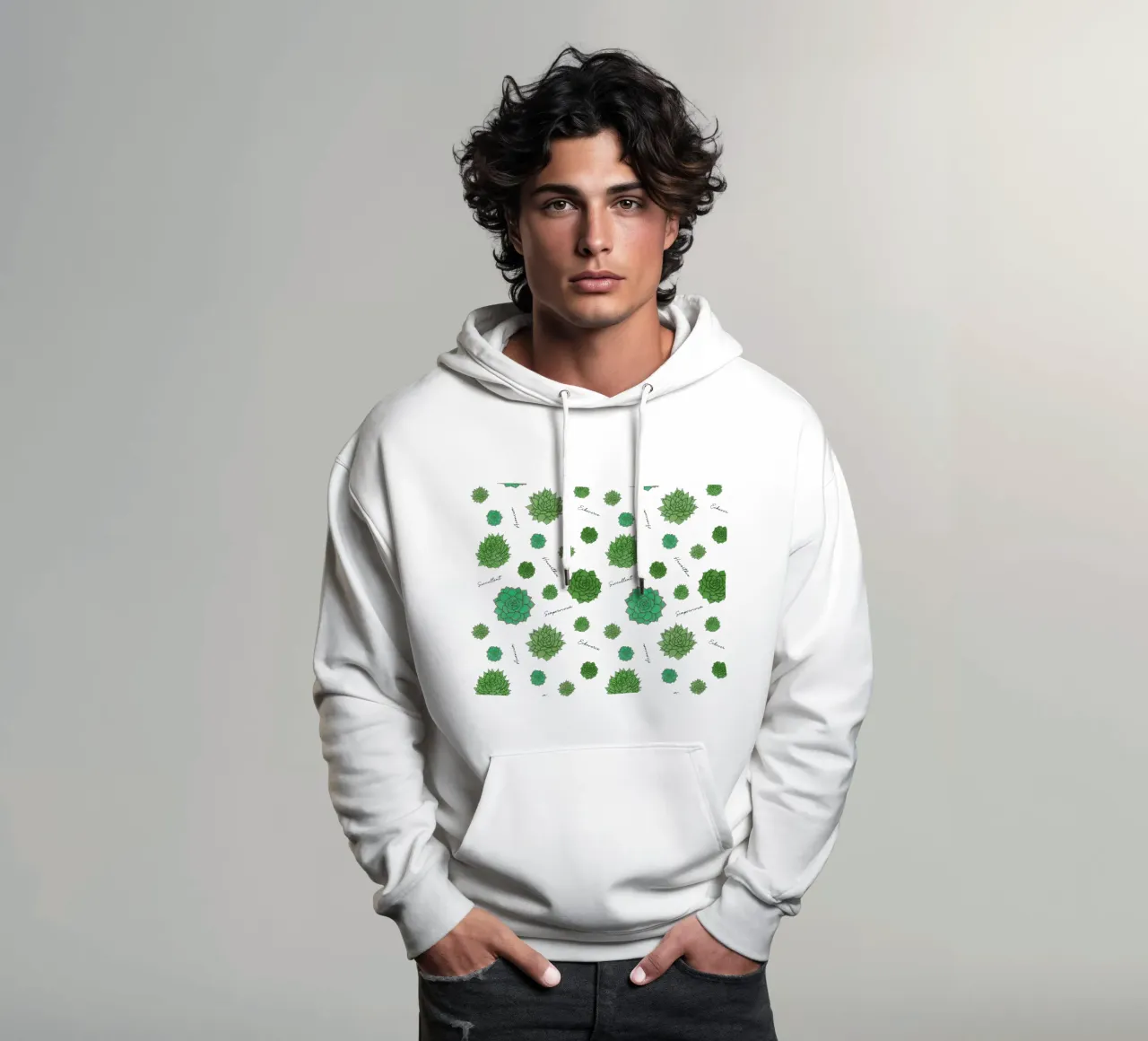 Motivo delle succulente felpa con cappuccio da Loobs