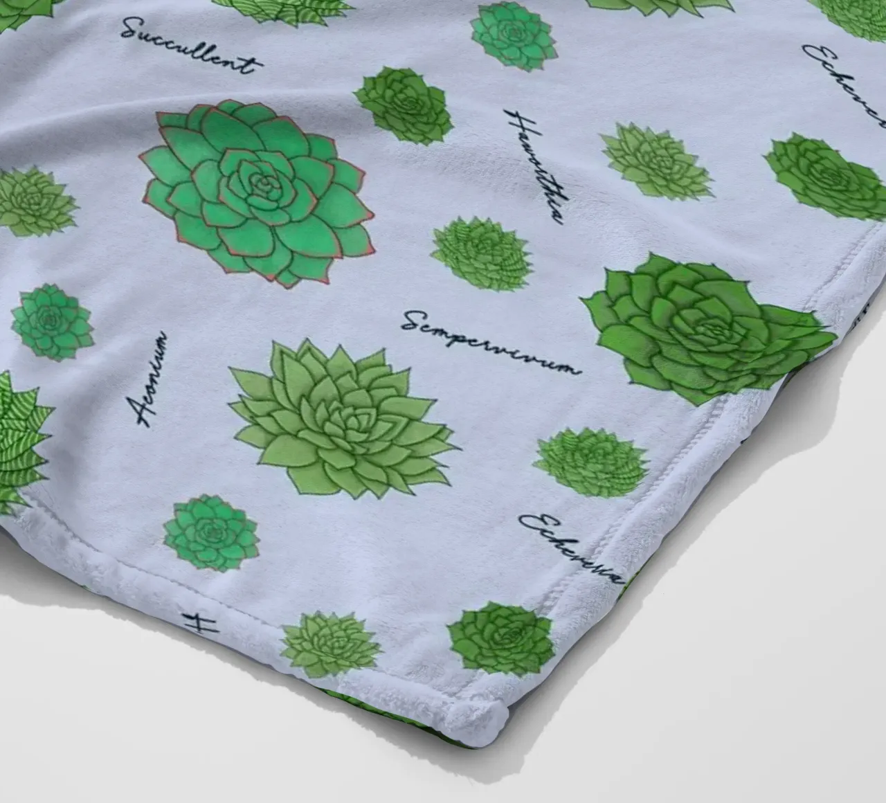 Succulents Pattern fleece blanket by Loobs
