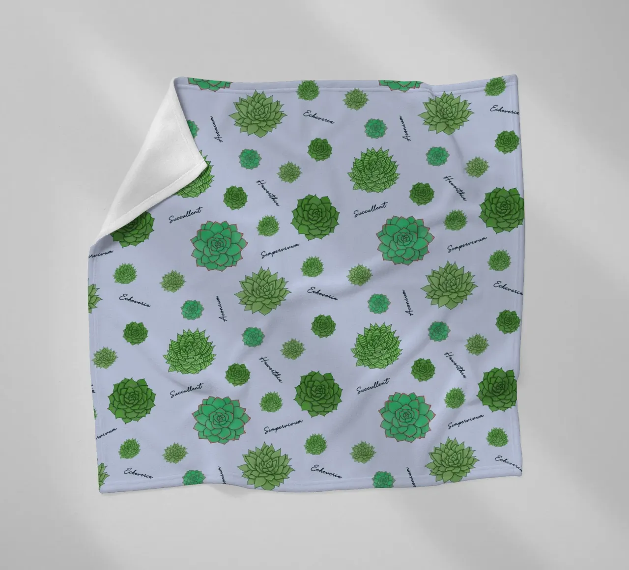 Succulents Pattern fleece blanket by Loobs
