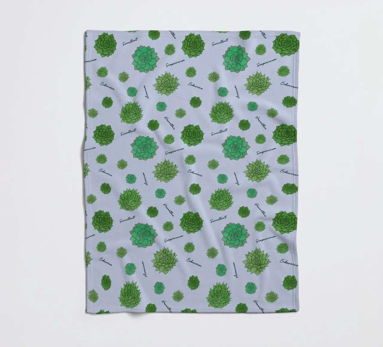 Succulents Pattern fleece blanket by Loobs