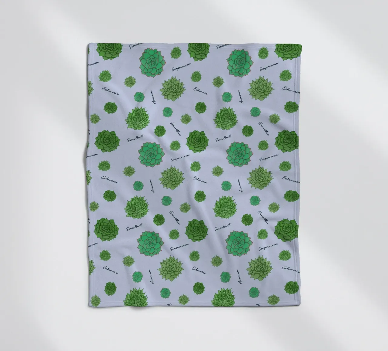 Succulents Pattern fleece blanket by Loobs