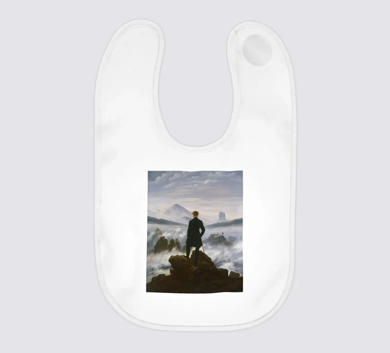 Caspar David Friedrich - Wanderer über dem Nebelmeer Babylätzchen von Timeless Artworks