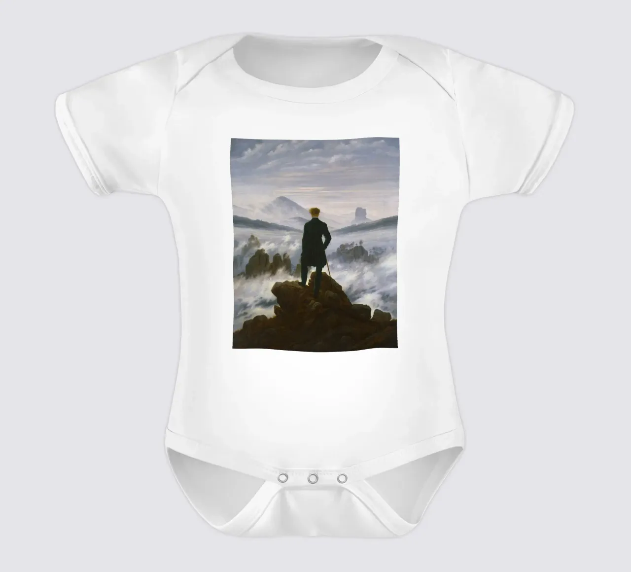 Caspar David Friedrich - Wanderer über dem Nebelmeer Kurzarm Babybody von Timeless Artworks