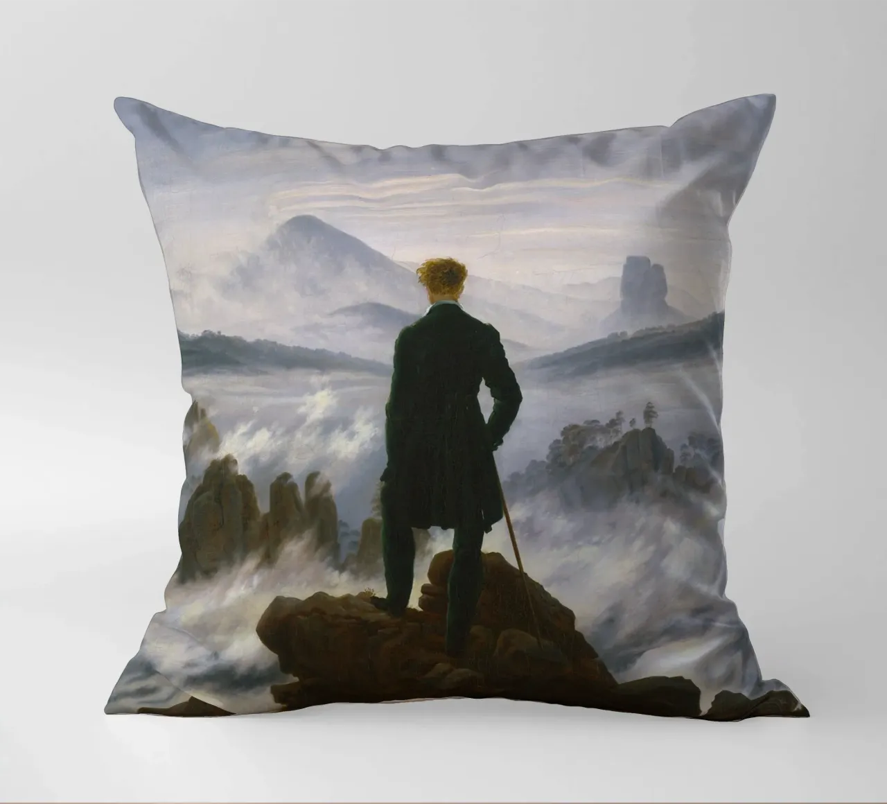 Caspar David Friedrich - Viandante sopra il mare di nebbia cuscino da Timeless Artworks