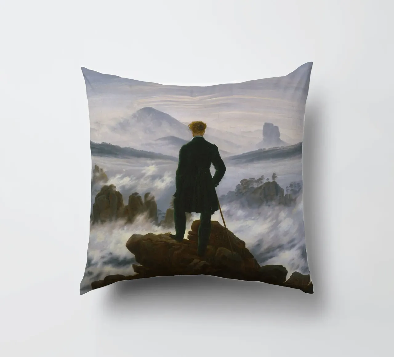 Caspar David Friedrich - Viandante sopra il mare di nebbia cuscino da Timeless Artworks