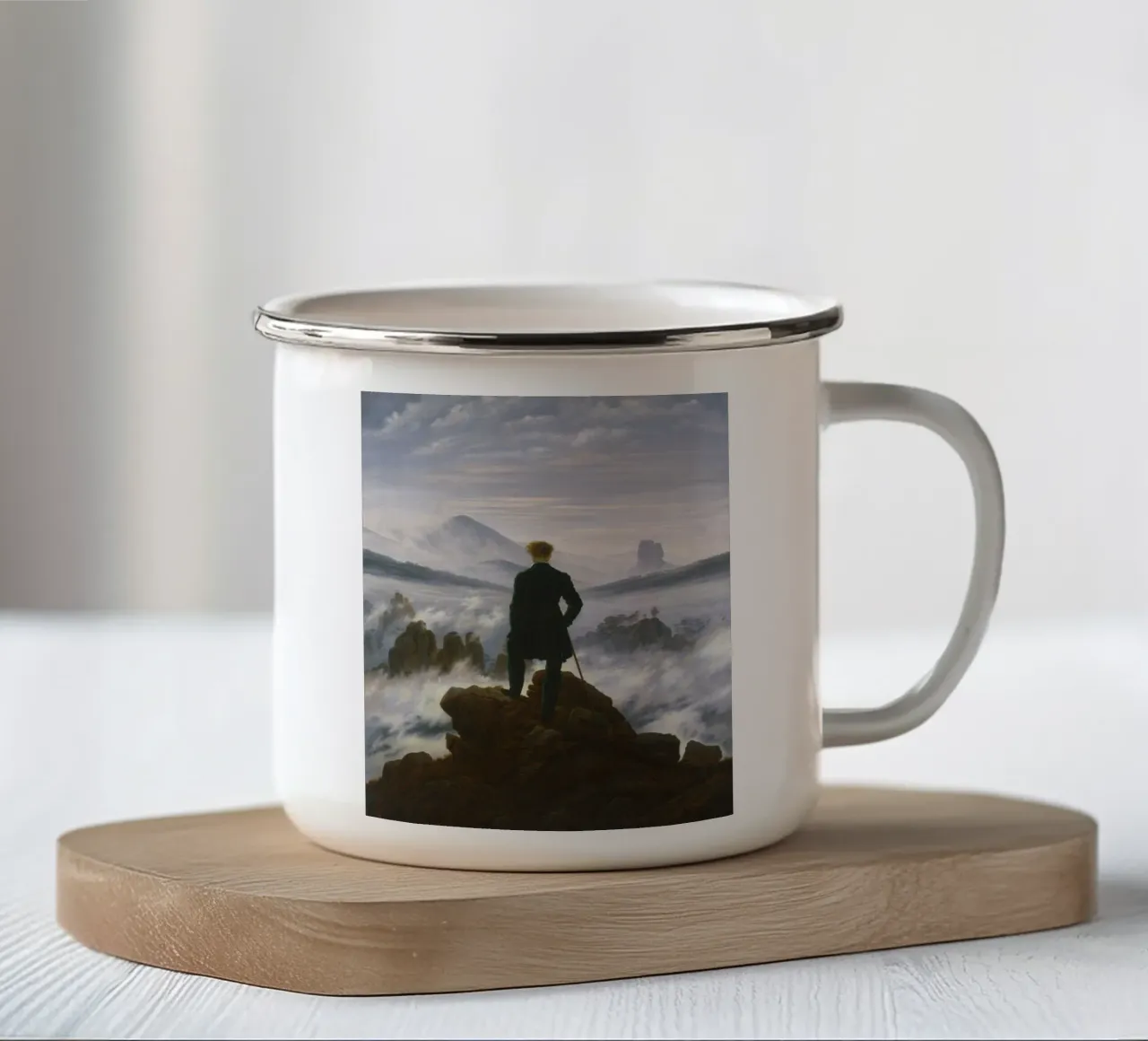 Caspar David Friedrich - Wanderer über dem Nebelmeer Emaille Tasse von Timeless Artworks