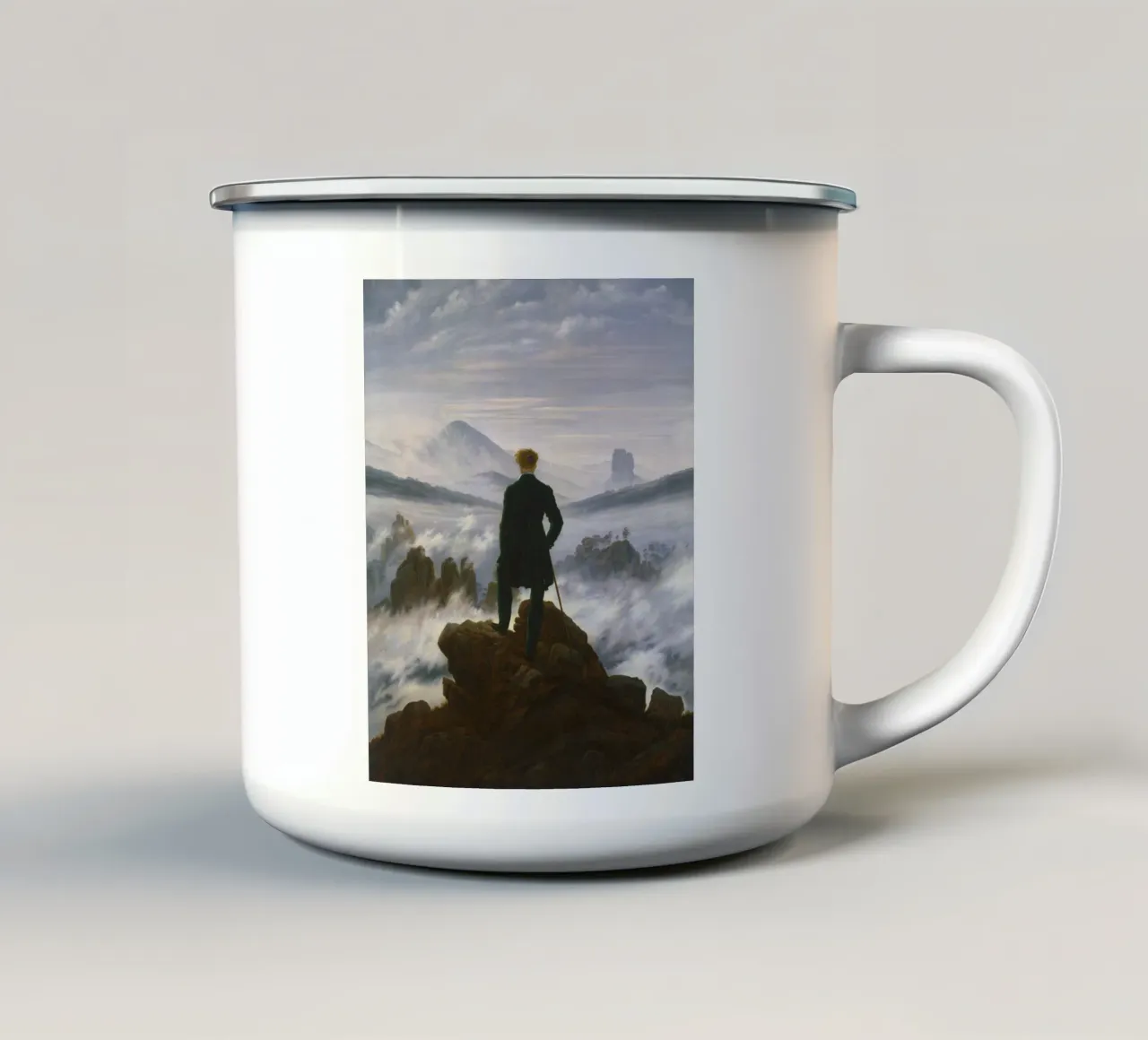 Caspar David Friedrich - Wanderer über dem Nebelmeer Emaille Tasse von Timeless Artworks