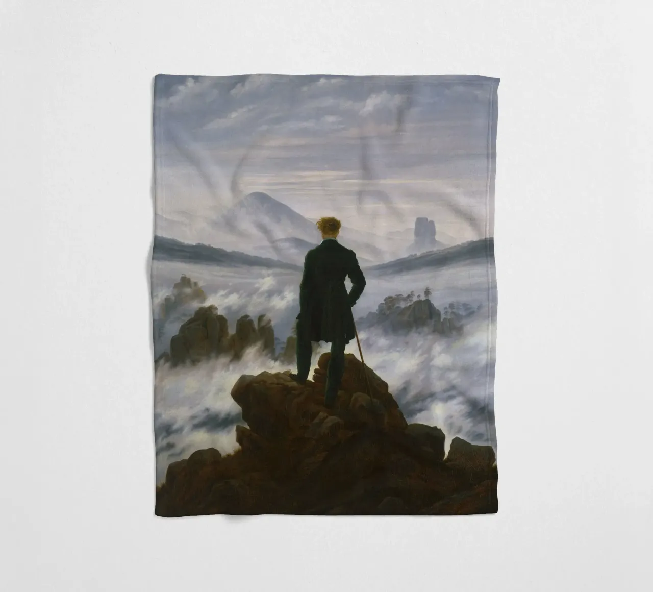 Caspar David Friedrich - Wanderer über dem Nebelmeer Fleecedecke von Timeless Artworks
