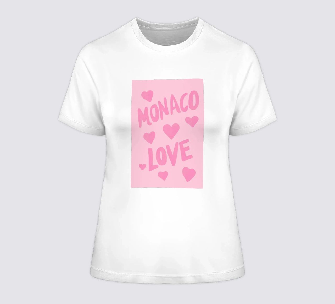 Roze Monaco liefde dames t-shirt getailleerd van Carinaprint