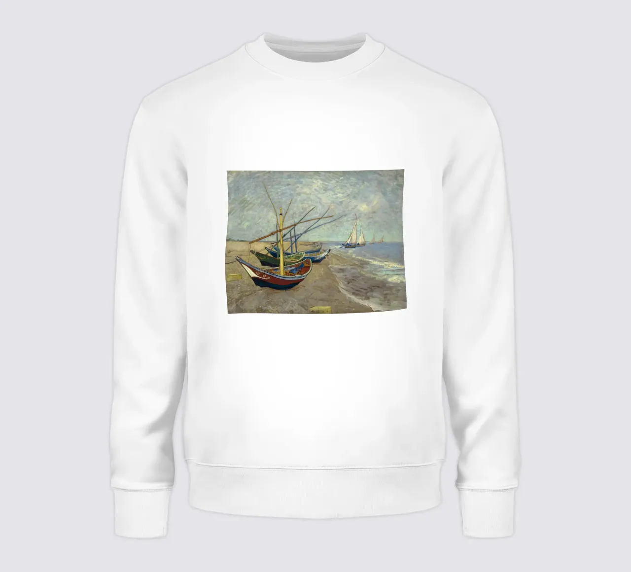 Van Gogh - Barche da pesca sulla spiaggia di Saintes-Maries felpa da Timeless Artworks