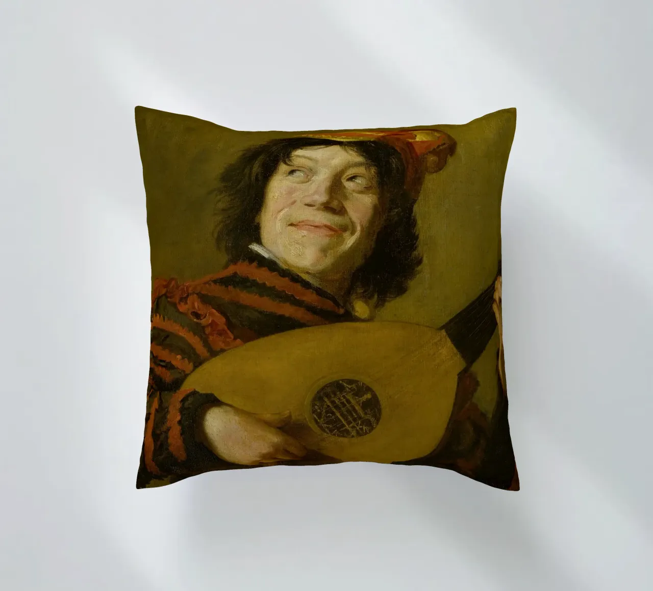Frans Hals - The Lute Player decorative cushion by Timeless Artworks