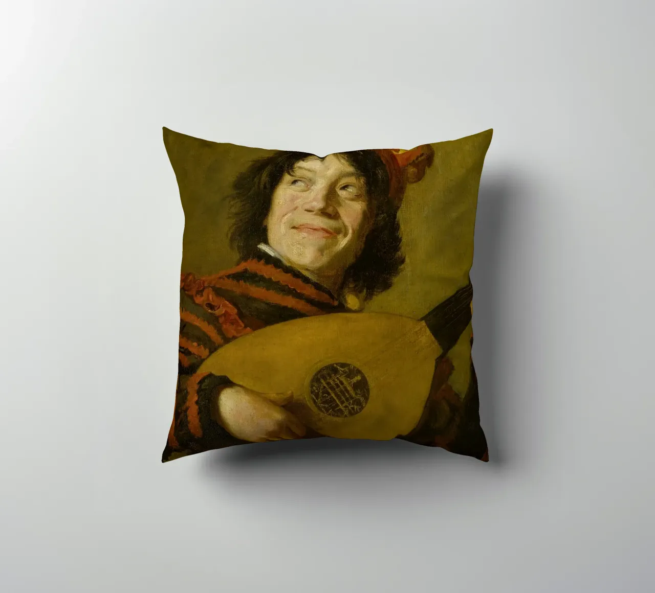 Frans Hals - The Lute Player decorative cushion by Timeless Artworks