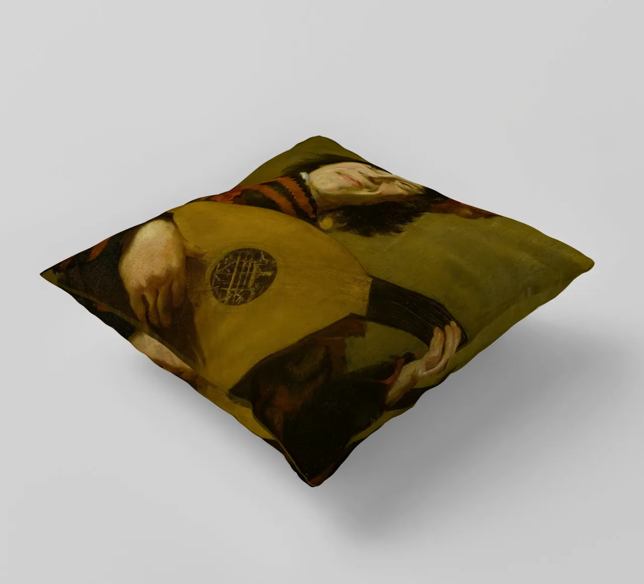 Frans Hals - The Lute Player decorative cushion by Timeless Artworks