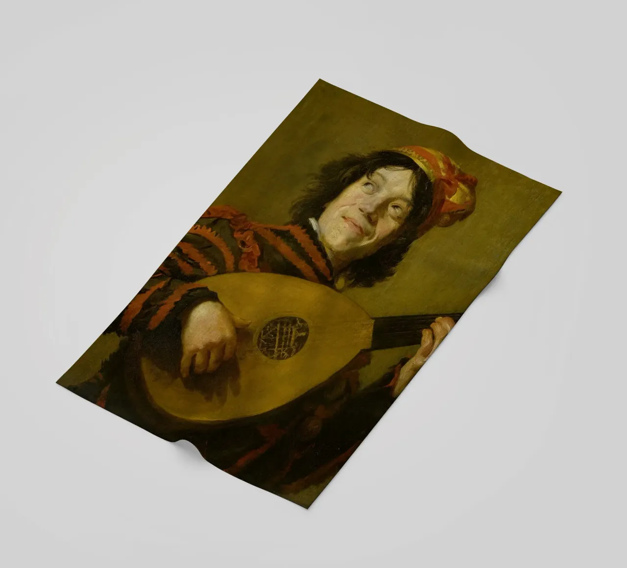 Frans Hals - The Lute Player beach towel by Timeless Artworks