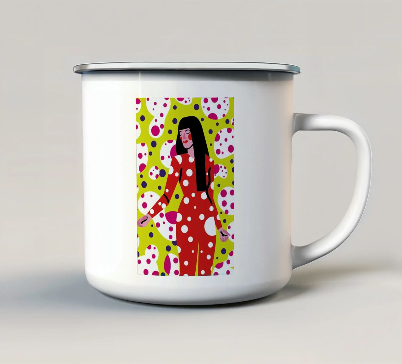 Kusama Print tazza in smalto da Mariery Young