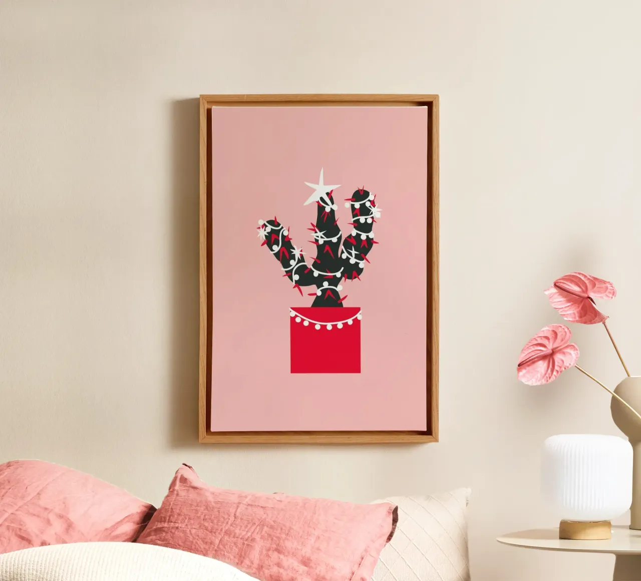 Christmas Cactus 1 tela con Cornice a cassetta da Mariery Young