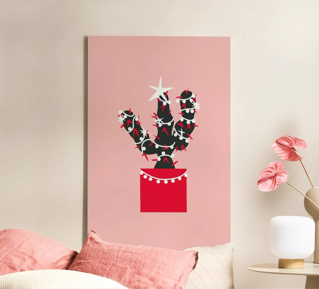 Christmas Cactus 1 tela con Cornice a cassetta da Mariery Young