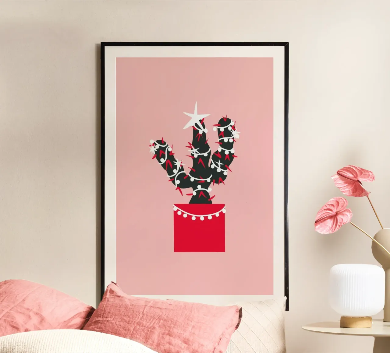 Christmas Cactus 1 poster con telaio in plastica da Mariery Young