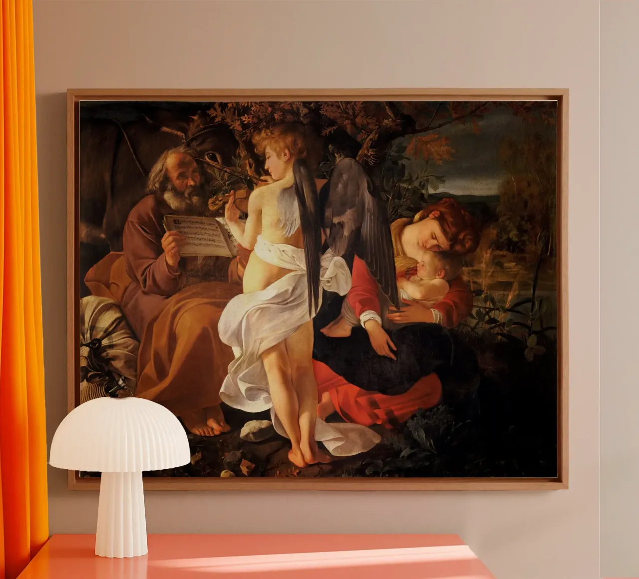 Caravaggio - Rest on the Flight into Egypt canvas with Floater frame by Timeless Artworks