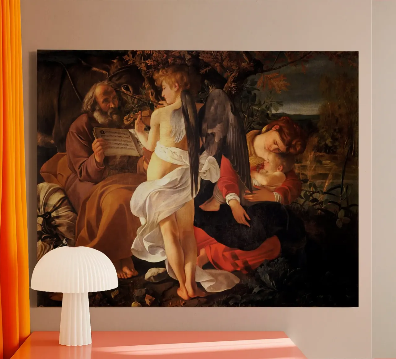 Caravaggio - Rest on the Flight into Egypt canvas with Floater frame by Timeless Artworks
