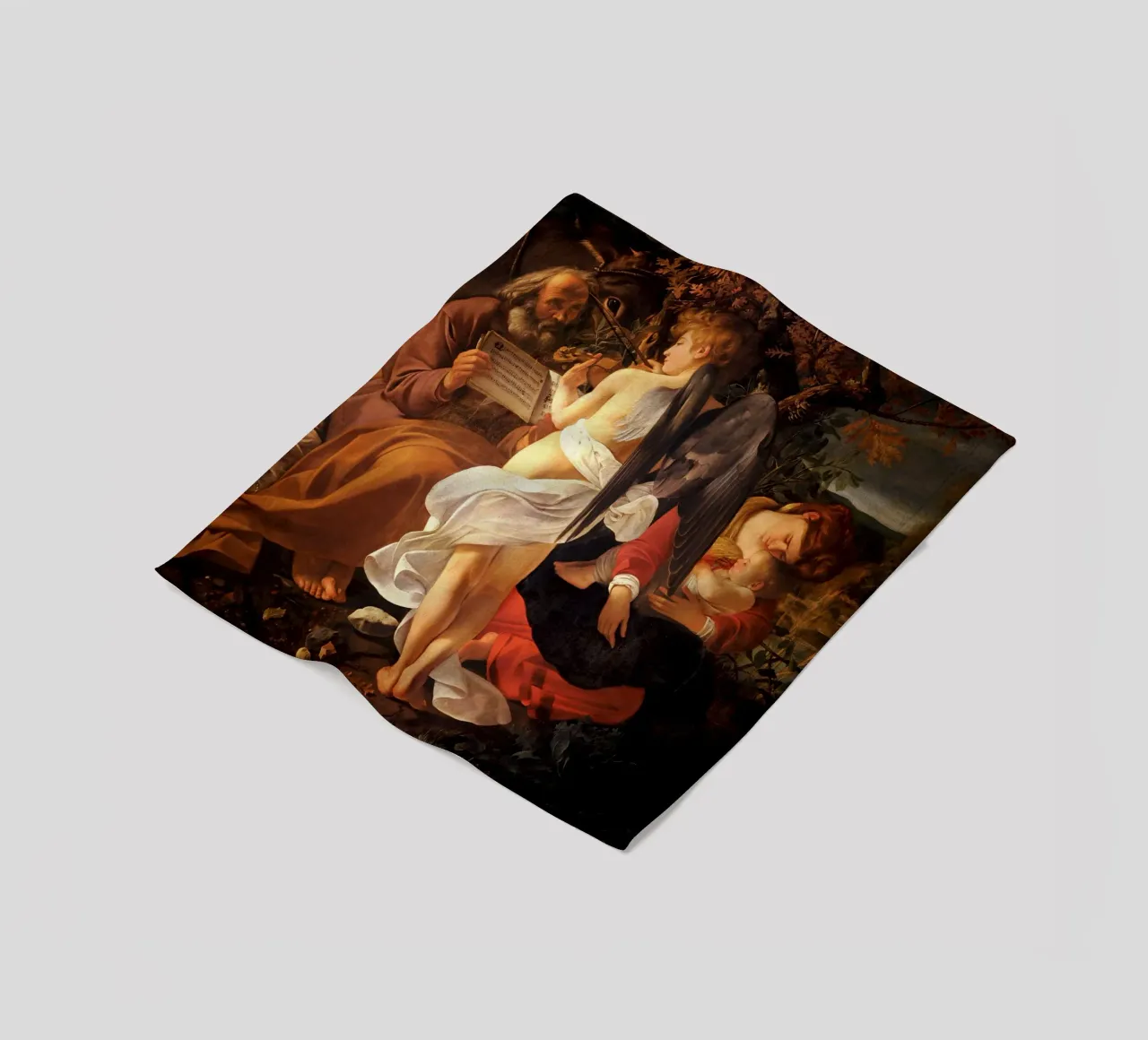 Caravaggio - Riposo durante la fuga in Egitto coperta in pile da Timeless Artworks