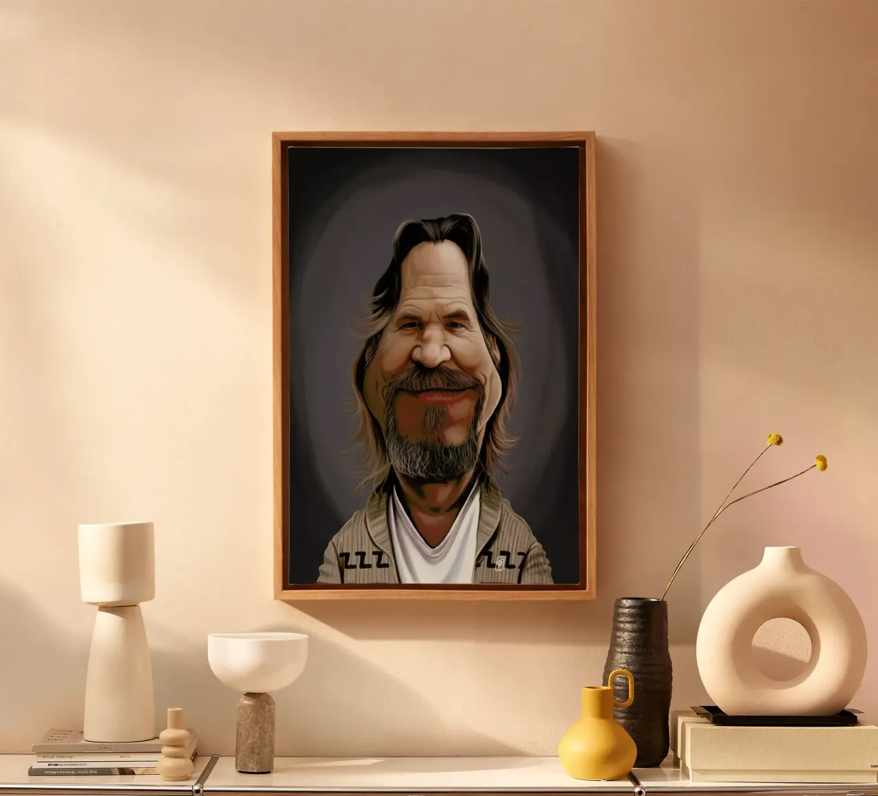 Jeff Bridges tela con Cornice a cassetta da Rob Art | Illustration
