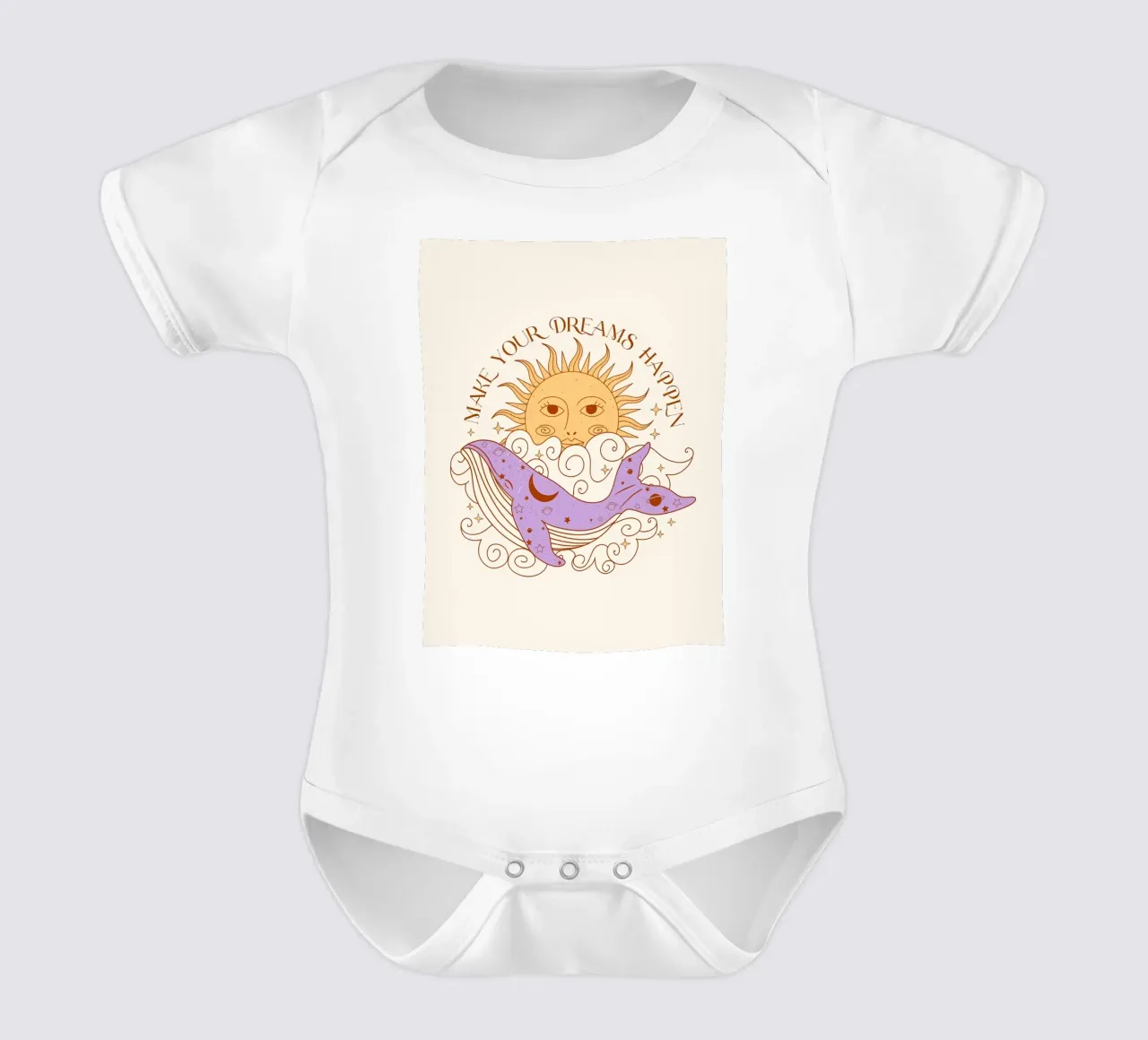 Sogni magici Arte del sole e delle balene in stile boho body neonato maniche corte da diadang