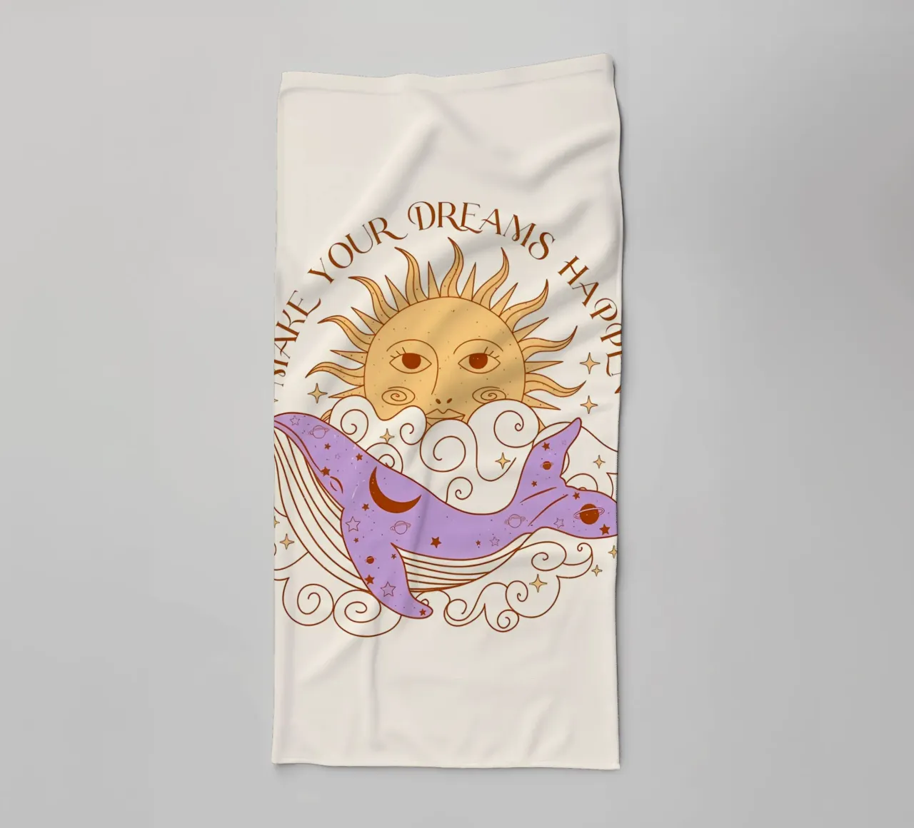 Sogni magici Arte del sole e delle balene in stile boho asciugamano da bagno da diadang