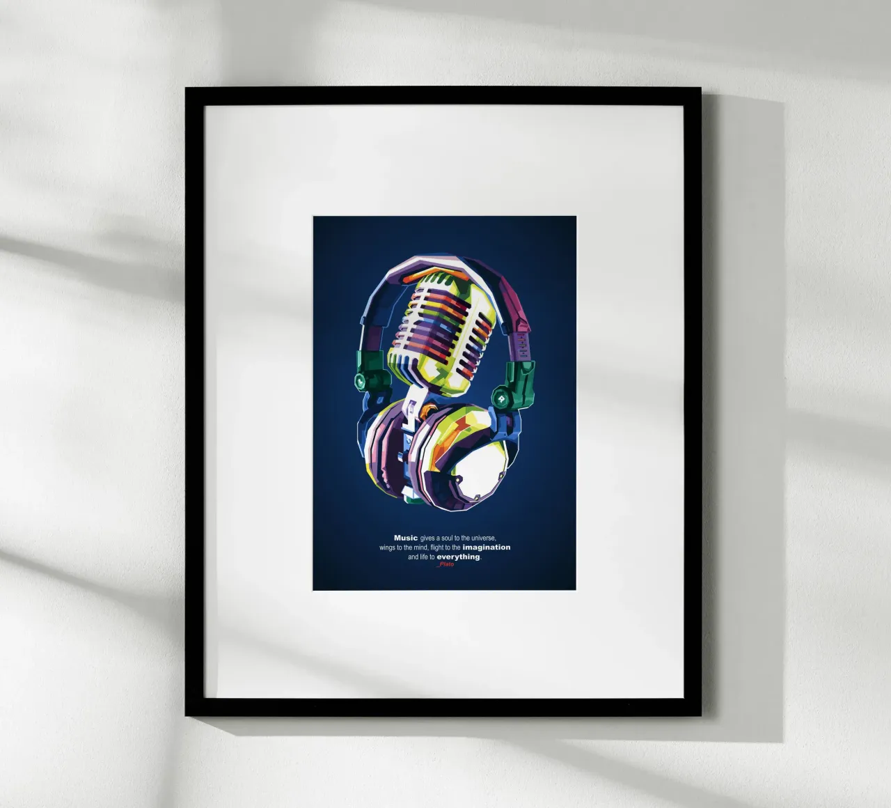 La musica dà un'anima all'universo poster con telaio in alluminio da Alkahfsmart