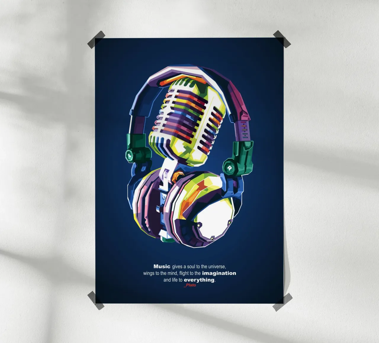 La musica dà un'anima all'universo poster con telaio in alluminio da Alkahfsmart
