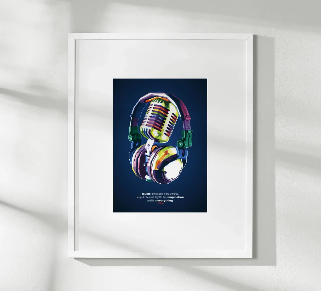 La musica dà un'anima all'universo poster con telaio in alluminio da Alkahfsmart