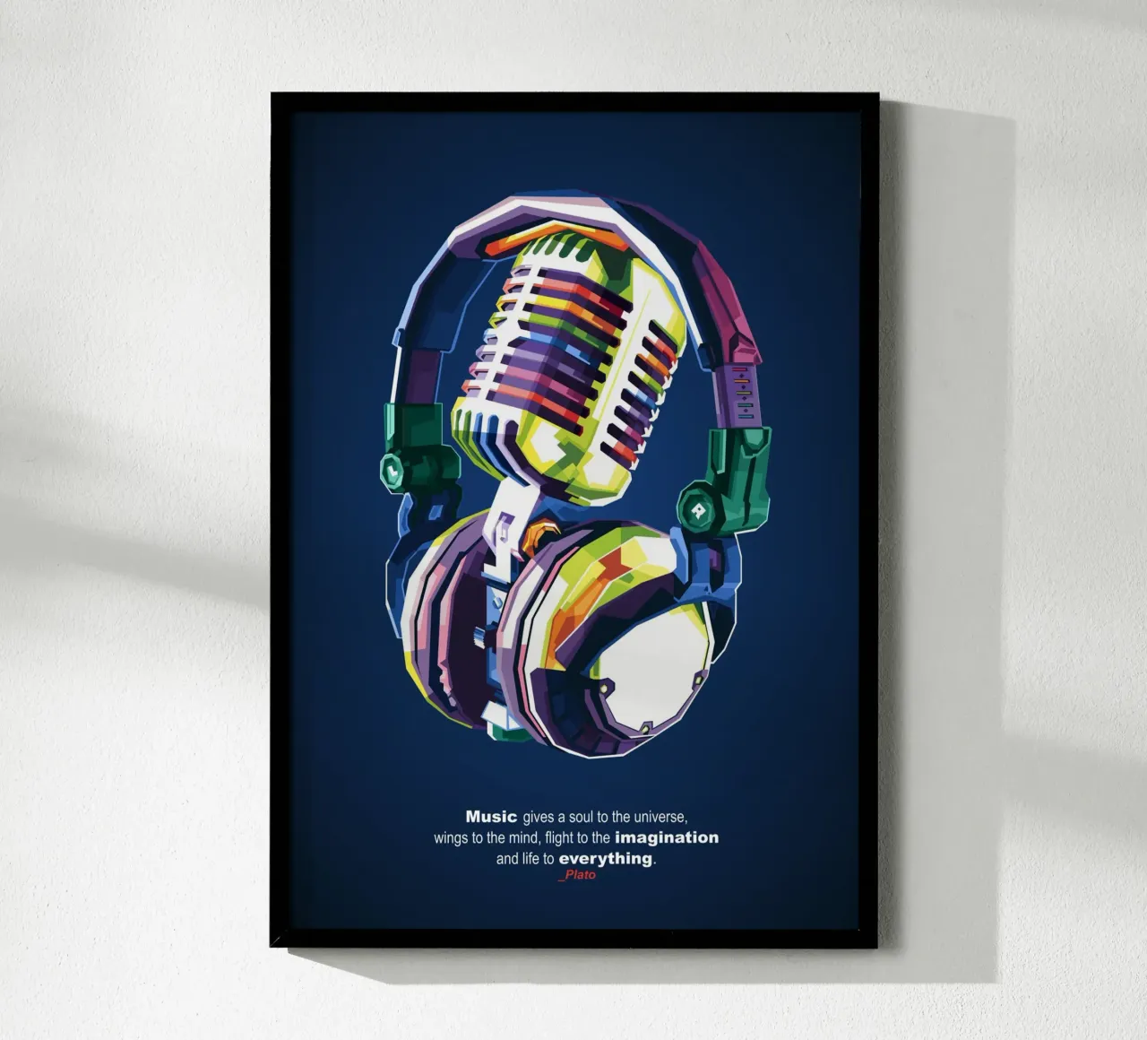 La musica dà un'anima all'universo poster con telaio in alluminio da Alkahfsmart