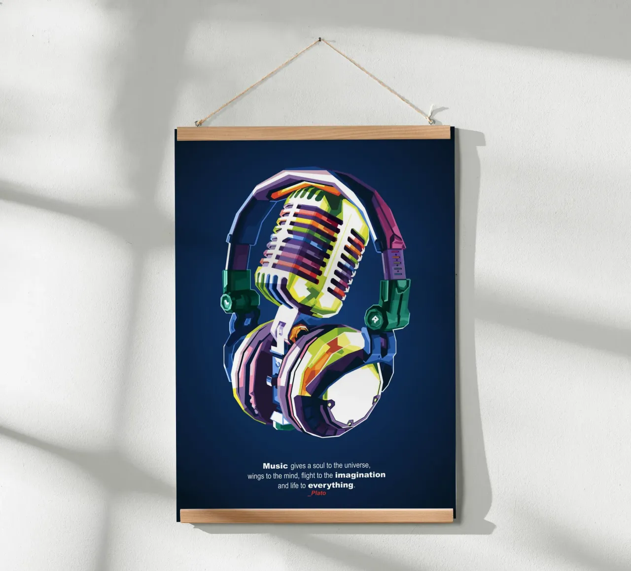 La musica dà un'anima all'universo poster con telaio in alluminio da Alkahfsmart