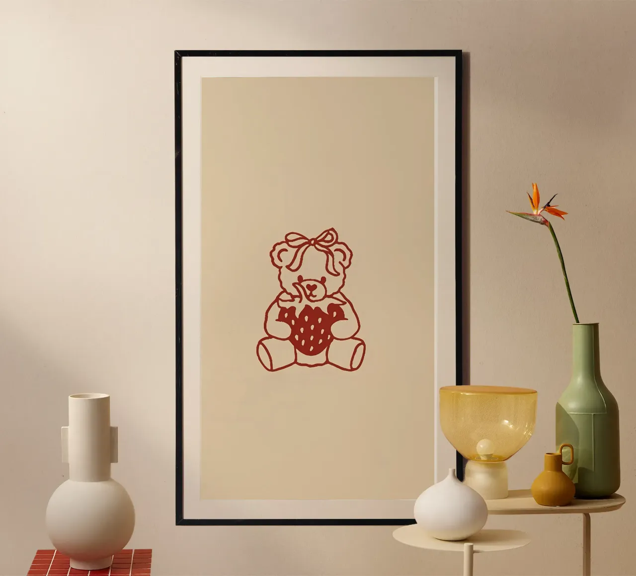 Carta da parati orso fragola carta hahnemühle da mazzihanq
