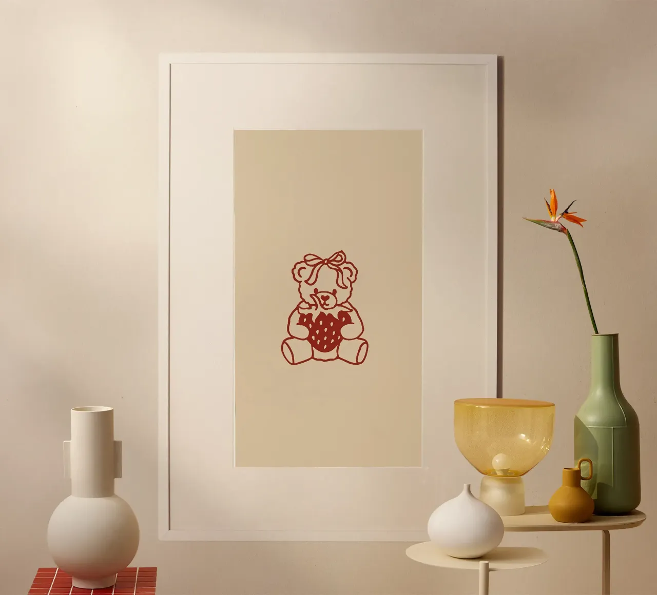 Carta da parati orso fragola carta hahnemühle da mazzihanq