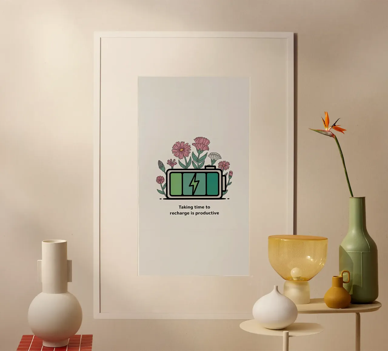 il tempo per ricaricarsi è produttivo poster con telaio in plastica da mazzihanq