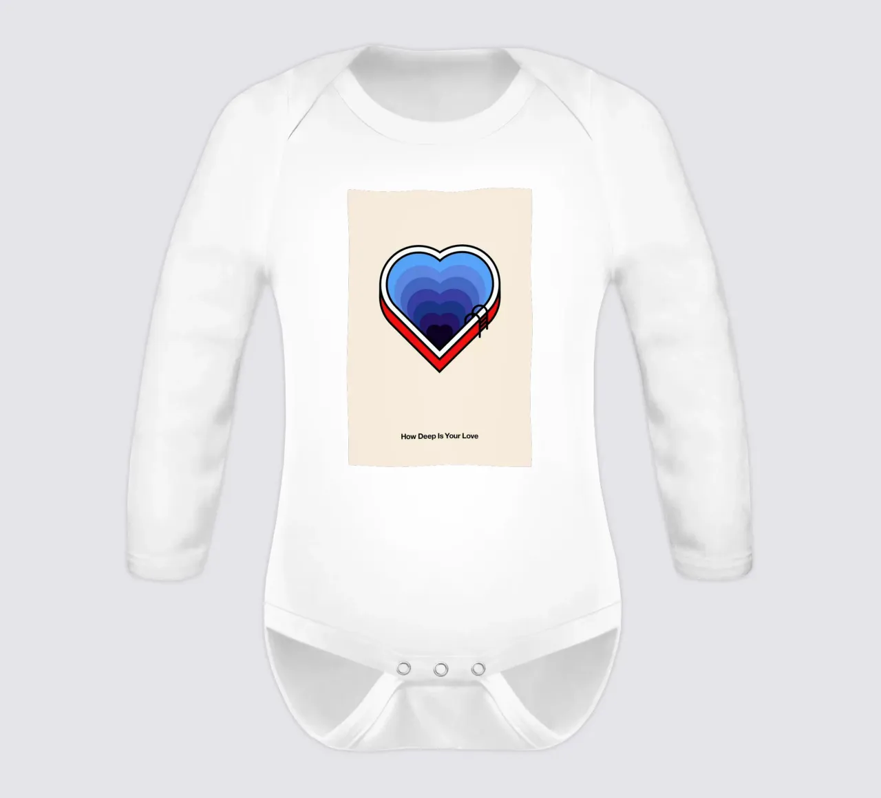 How Deep is your Love long-sleeve baby romper by Viktor Hertz