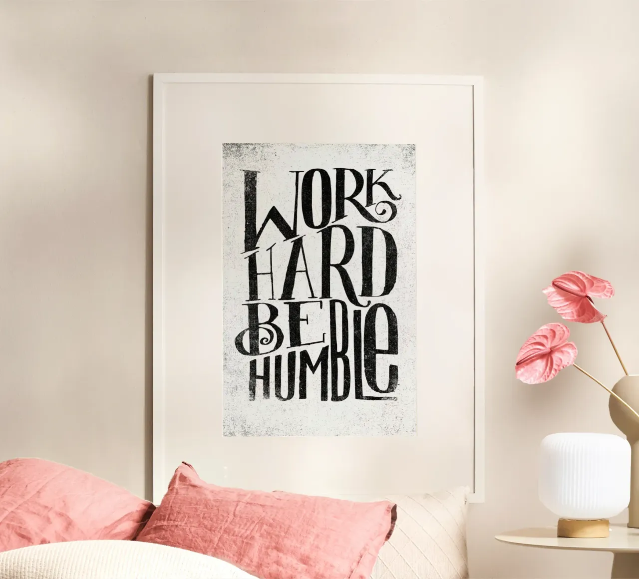 work hard be humble poster con telaio in alluminio da Matthew Taylor Wilson
