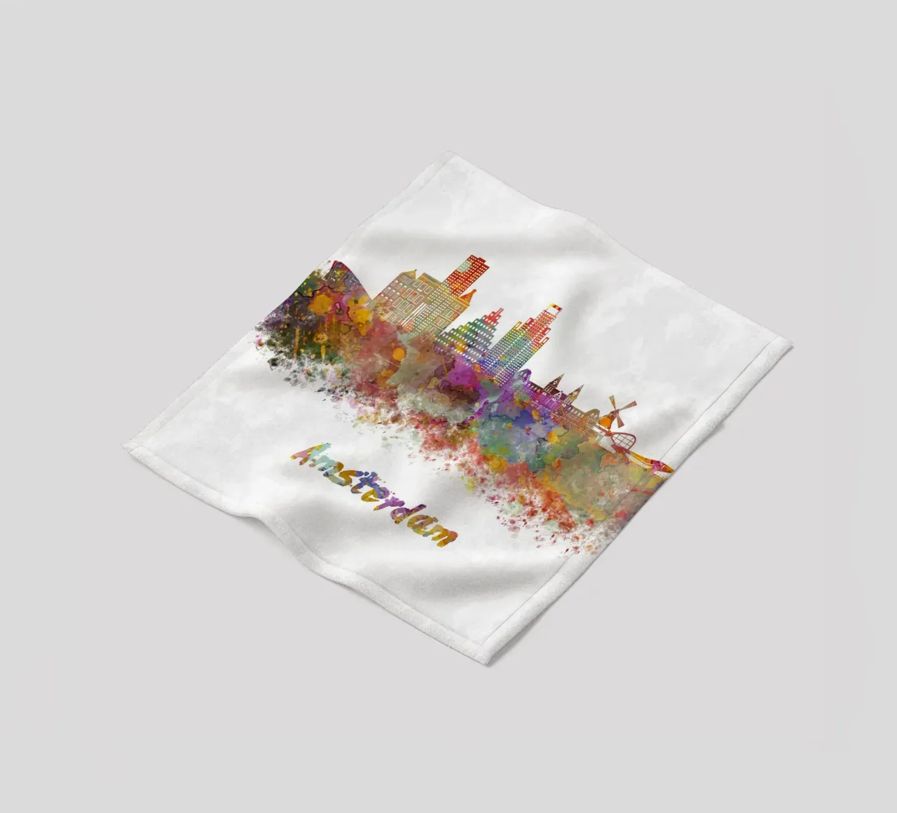 Lo skyline di Amsterdam in acquerello coperta in pile da 🎁 ARTVI-SHOP