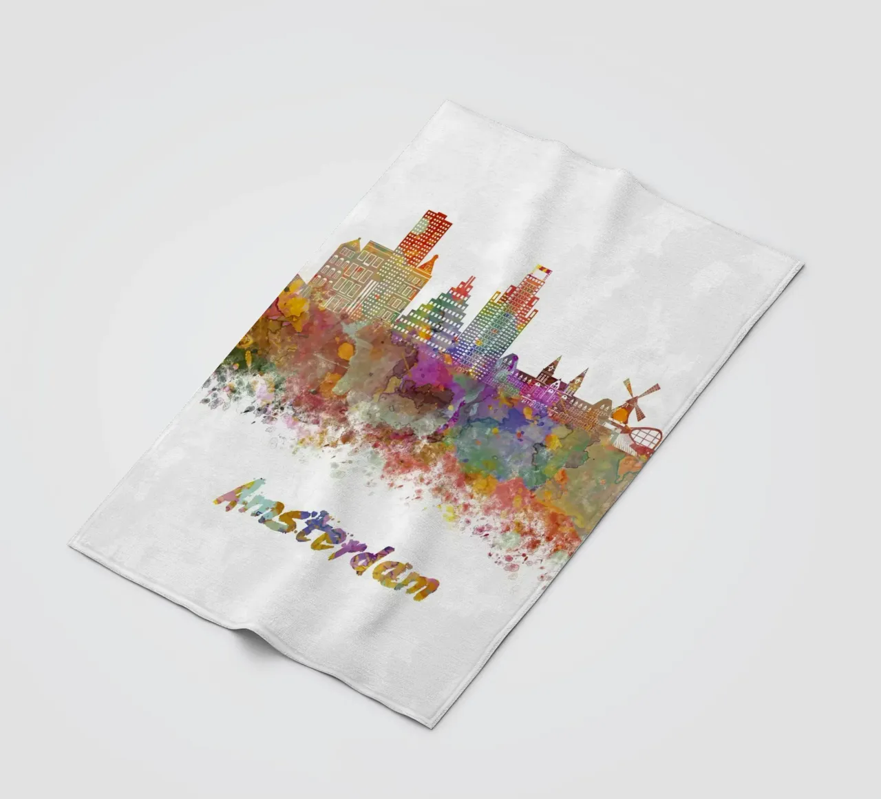 Lo skyline di Amsterdam in acquerello coperta in pile da 🎁 ARTVI-SHOP