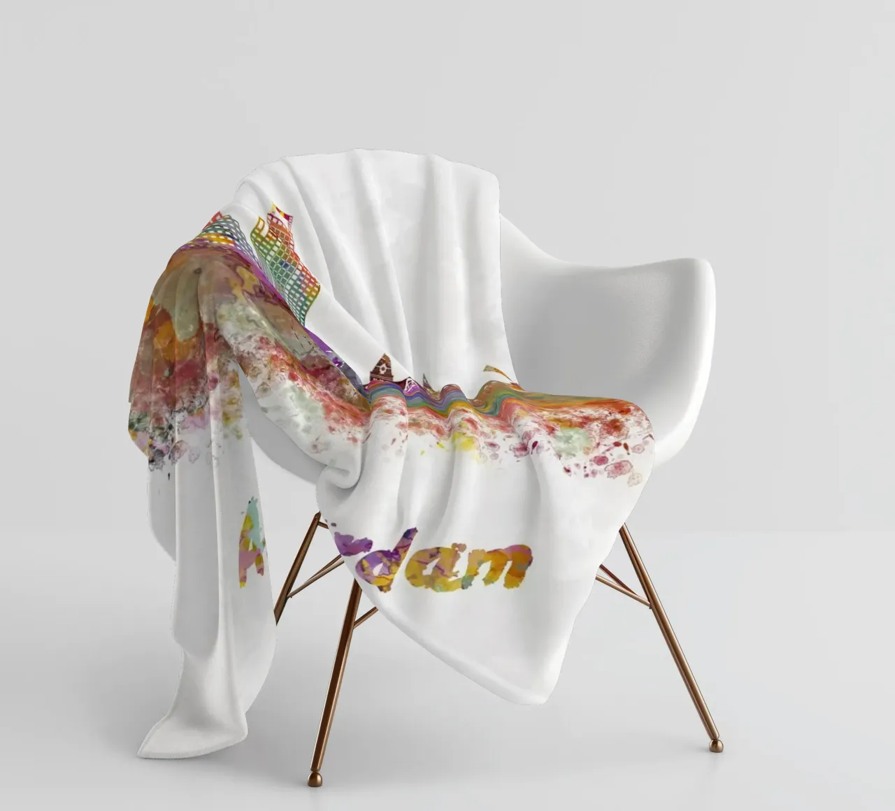 Lo skyline di Amsterdam in acquerello coperta in pile da 🎁 ARTVI-SHOP