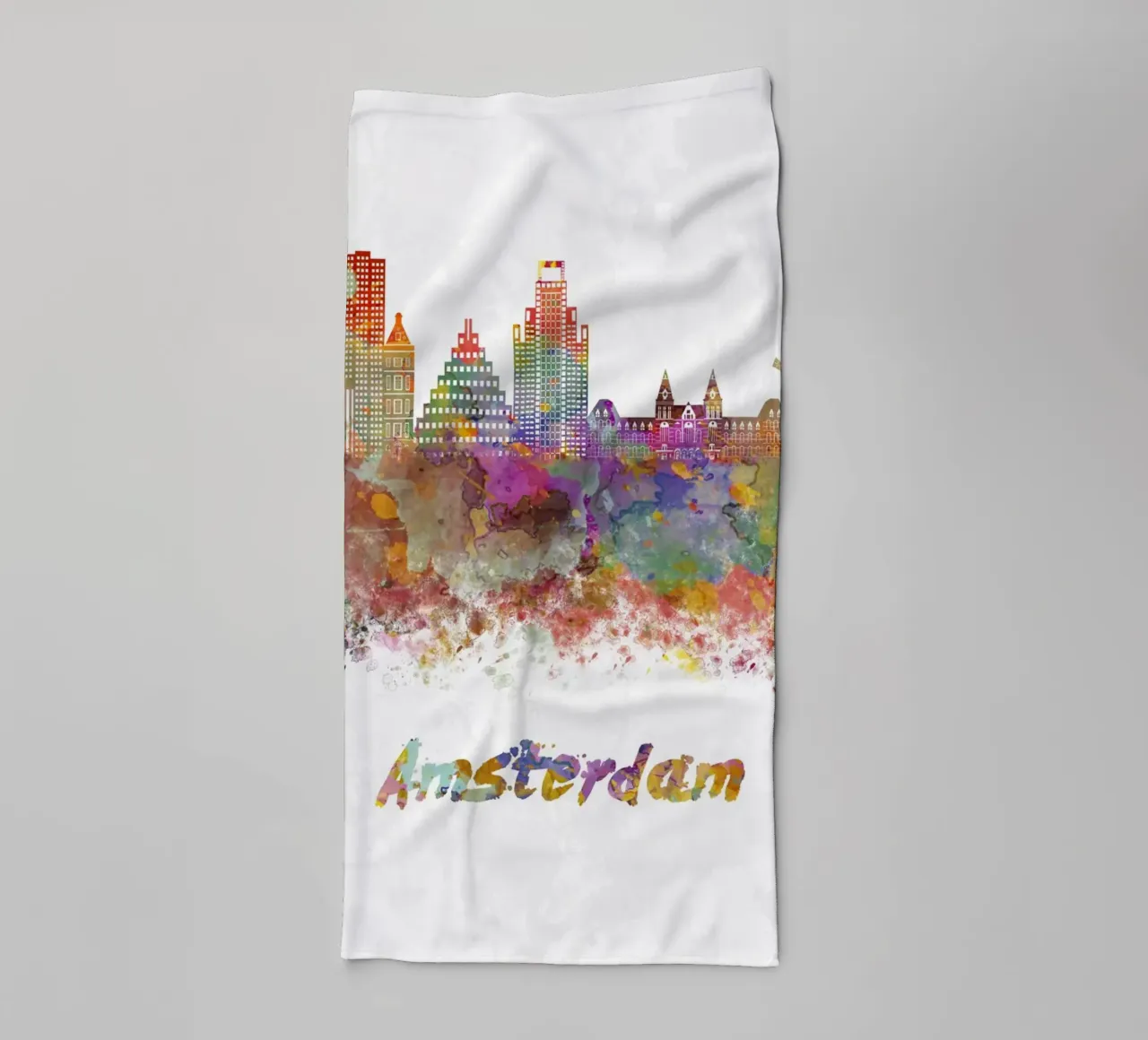 Lo skyline di Amsterdam in acquerello asciugamano da bagno da 🎁 ARTVI-SHOP
