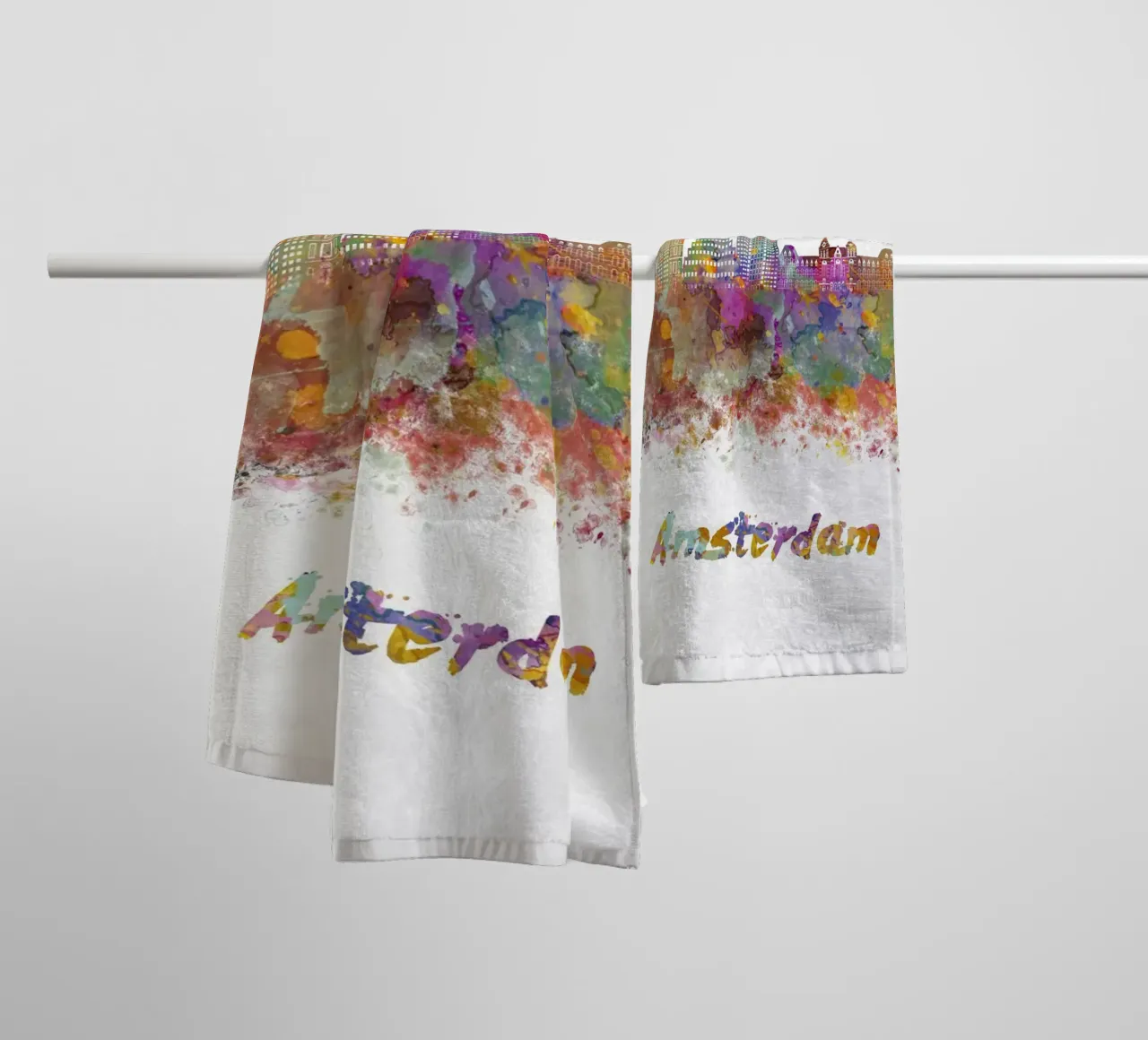 Lo skyline di Amsterdam in acquerello asciugamano da bagno da 🎁 ARTVI-SHOP