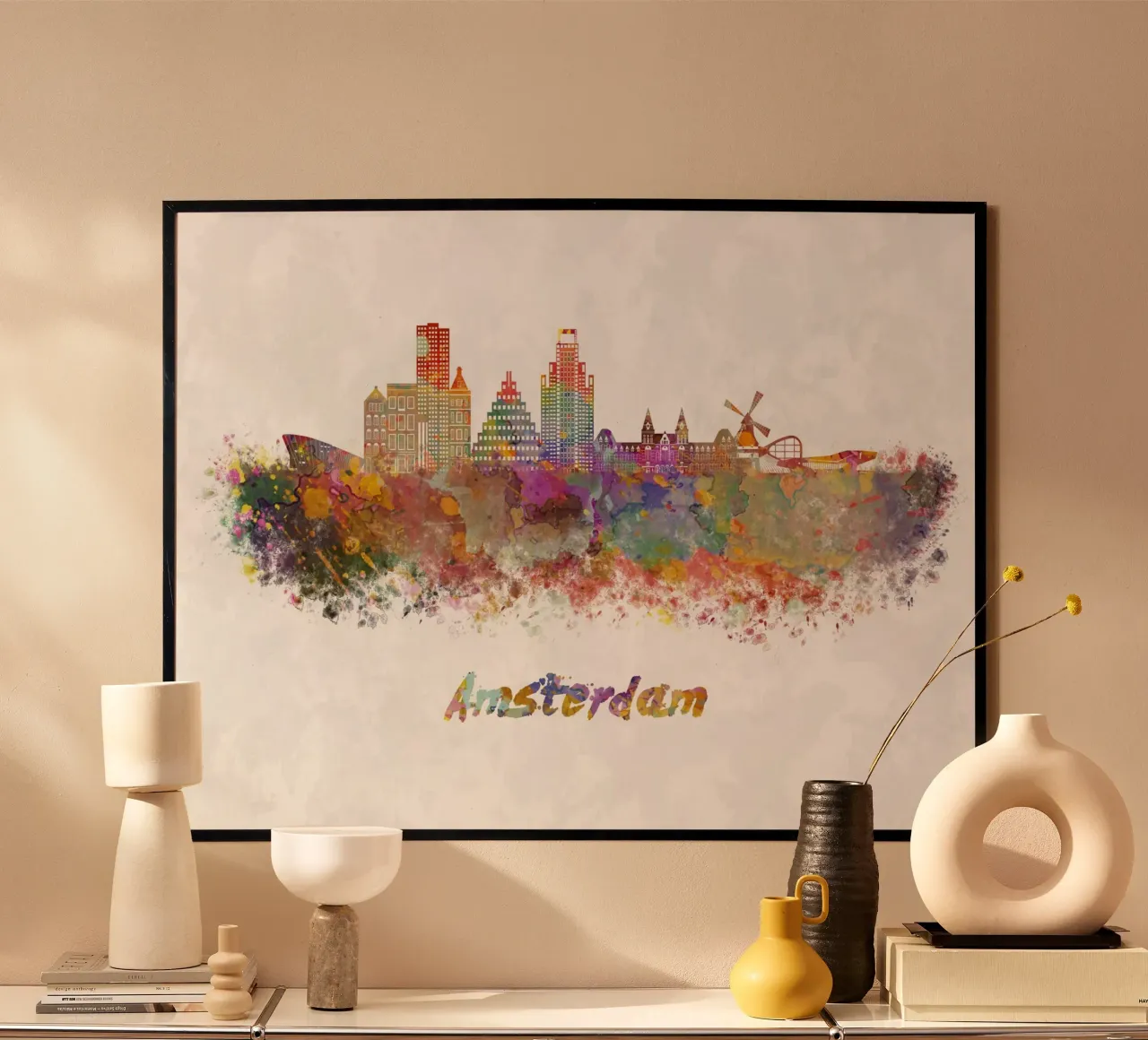Lo skyline di Amsterdam in acquerello poster da 🎁 ARTVI-SHOP