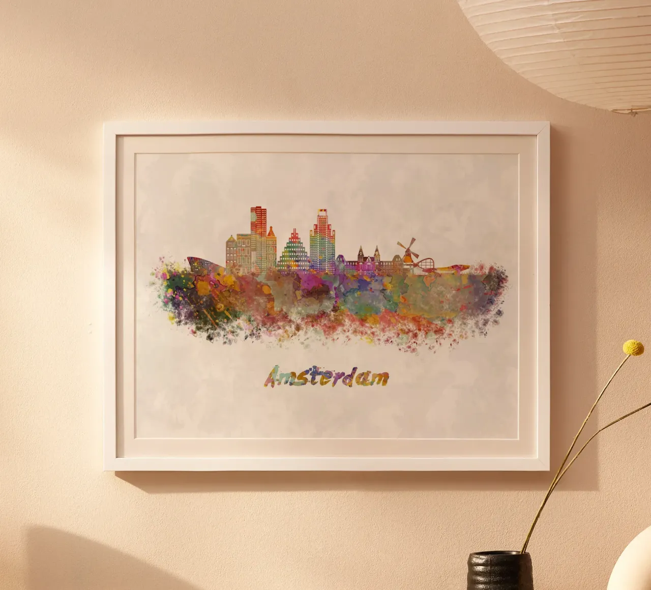 Lo skyline di Amsterdam in acquerello poster da 🎁 ARTVI-SHOP