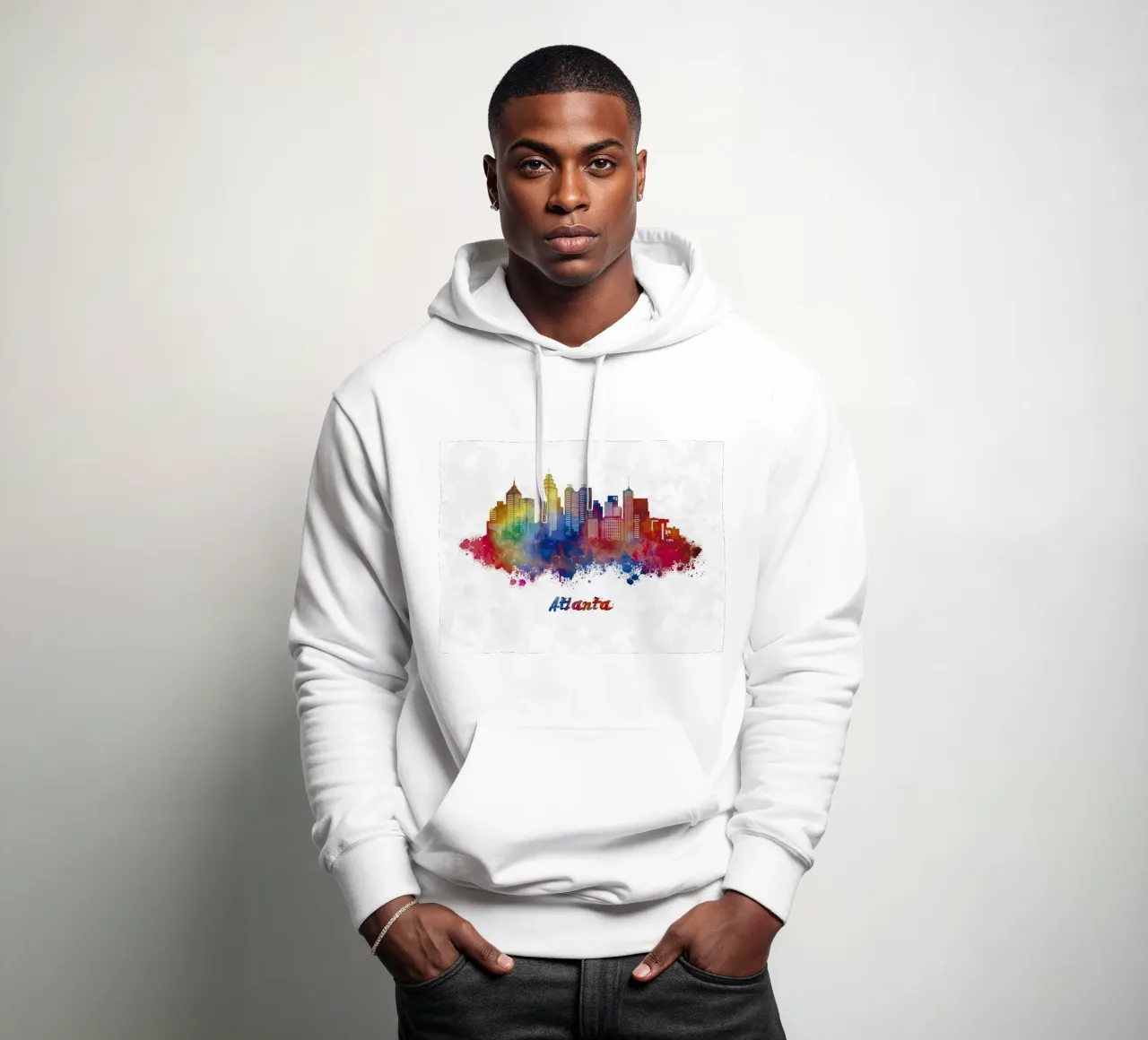 Lo skyline di Atlanta in acquerello felpa con cappuccio da 🎁 ARTVI-SHOP