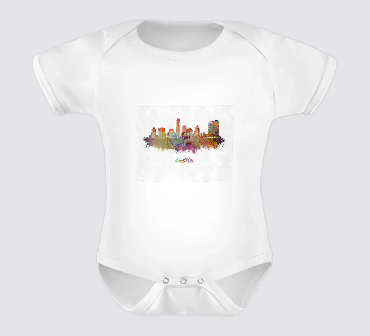 Lo skyline di Austin in acquerello body neonato maniche corte da ARTVI-SHOP